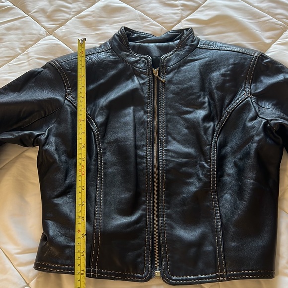 Vintage Black Genuine Leather 2pc  Studded Jacket And Skirt Size Small Petite - Picture 13 of 17
